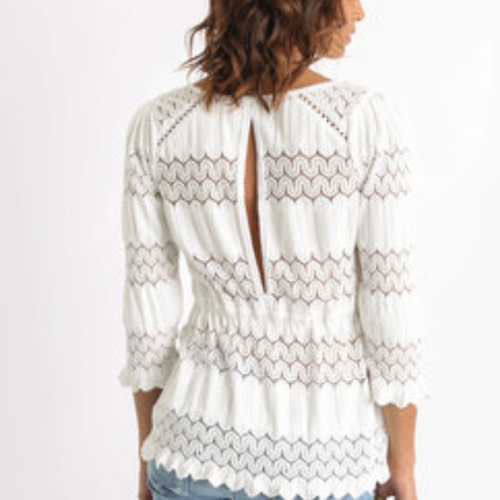 Free People Fire Island Crochet Cinch Waist Top D - Picture 2 of 8
